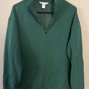 Like New Athleta Forever Fleece Green Oversized 1/4 Zip Sweatshirt